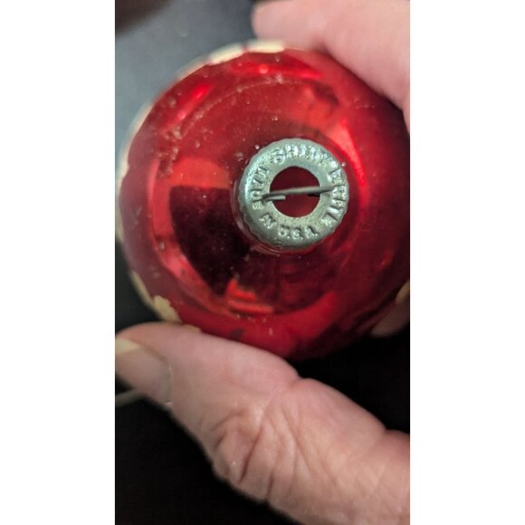 Shiny Brite Red Glass Christmas Ornaments Set Of 3 USA Made 2" Vintage Glitter - Picture 5 of 5